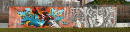 Graffiti am Bauzaun der EZB im Jan14